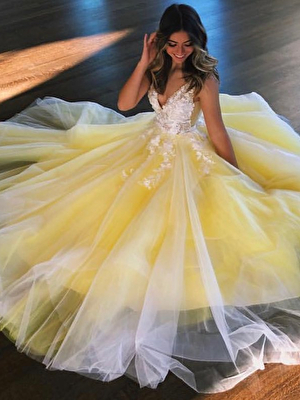 Jovani yellow prom ballgown